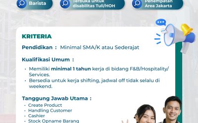 Lowongan Kerja Disabilitas Barista – Kopi Kenangan (Khusus Tuli/HOH)